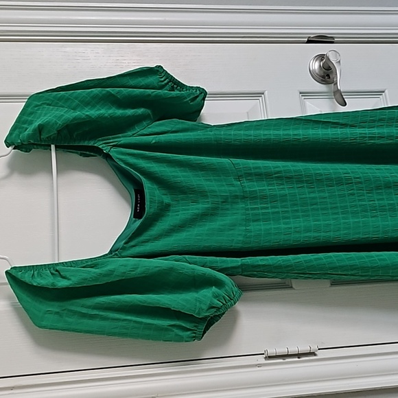 ASOS New Look Green Textured Square Neck Tiered Midi Dress US 6 UK 10 - Picture 5 of 6